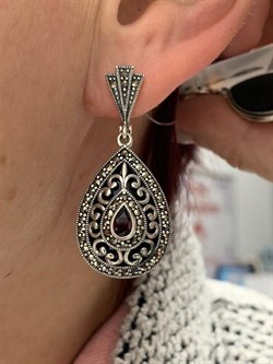 *Серьги Микс Марказит Гранат Оникс арт: HE728-886 вес 15,45 г - фото 232256 *Серьги Микс Марказит Гранат Оникс арт: HE728-886 вес 15,45 г - фото 232256