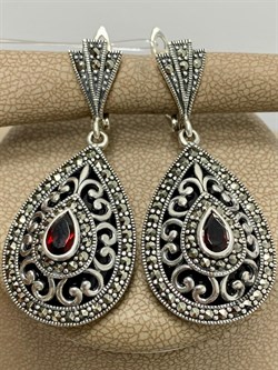 *Серьги Микс Марказит Гранат Оникс арт: HE728-886 вес 15,45 г - фото 232261 *Серьги Микс Марказит Гранат Оникс арт: HE728-886 вес 15,45 г - фото 232261