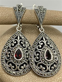 *Серьги Микс Марказит Гранат Оникс арт: HE728-886 вес 15,45 г - фото 232262 *Серьги Микс Марказит Гранат Оникс арт: HE728-886 вес 15,45 г - фото 232262