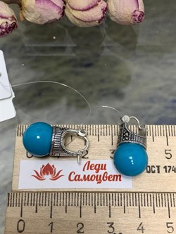 *Серьги Марказит Бирюза арт. HE1421-628 (вес 8,11 г) - фото 232277 *Серьги Марказит Бирюза арт. HE1421-628 (вес 8,11 г) - фото 232277