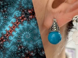 *Серьги Марказит Бирюза арт. HE1421-628 (вес 8,11 г) - фото 232283 *Серьги Марказит Бирюза арт. HE1421-628 (вес 8,11 г) - фото 232283