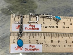 *Серьги Марказит Бирюза арт. HE0698-390 (вес 10,63 г) - фото 232298