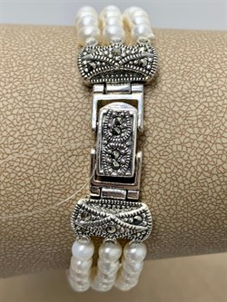 *Часы р.18,5 Микс Марказит Жемчуг арт. HW095-191 вес 37,52 г - фото 233597 *Часы р.18,5 Микс Марказит Жемчуг арт. HW095-191 вес 37,52 г - фото 233597