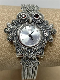 *Часы р.17,5 Сова Микс Марказит Гранат Пироп арт. HW211-007 вес 44,17 г - фото 233822