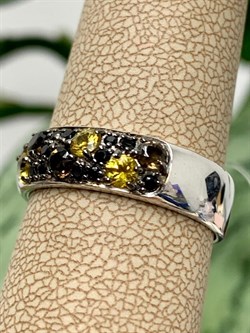 *Кольцо р.19,5 Орхидея Микс Желтый Сапфир Шпинель Дымчатый Кварц арт. К1194Ю/Ag-6122/1/7-117 вес 2,85 г - фото 234301