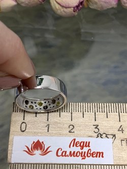 *Кольцо р.19,5 Орхидея Микс Желтый Сапфир Шпинель Дымчатый Кварц арт. К1194Ю/Ag-6122/1/7-117 вес 2,85 г - фото 234302