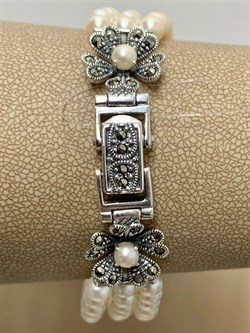 *Браслет р.17 Микс Марказит Жемчуг арт. BR731-918 вес 20.48 г - фото 234367 *Браслет р.17 Микс Марказит Жемчуг арт. BR731-918 вес 20.48 г - фото 234367