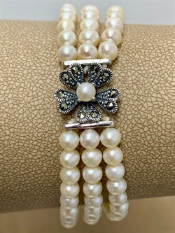 *Браслет р.17 Микс Марказит Жемчуг арт. BR731-918 вес 20.48 г - фото 234371 *Браслет р.17 Микс Марказит Жемчуг арт. BR731-918 вес 20.48 г - фото 234371