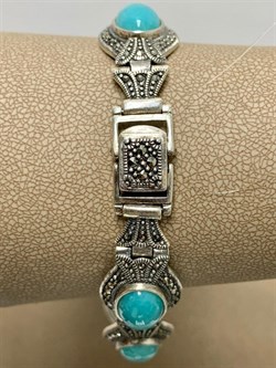 *Браслет р.19 Марказит Амазонит арт. BR012-872 вес 31,52 г - фото 234391 *Браслет р.19 Марказит Амазонит арт. BR012-872 вес 31,52 г - фото 234391