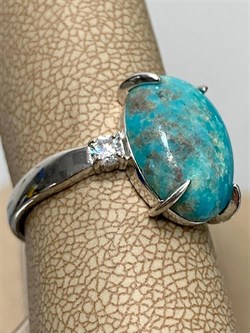 *Кольцо р.18,5 Бирюза Аризона арт. К1382Ю/Ag-619/7-485 вес 3,62 г - фото 234419