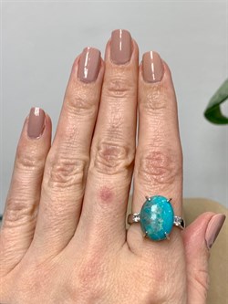 *Кольцо р.18,5 Бирюза Аризона арт. К1382Ю/Ag-619/7-485 вес 3,62 г - фото 234421