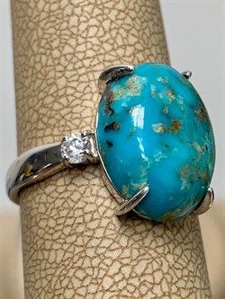 *Кольцо р.18 Бирюза Аризона арт. К1382Ю/Ag-619/7-667 вес 3,71 г - фото 234429