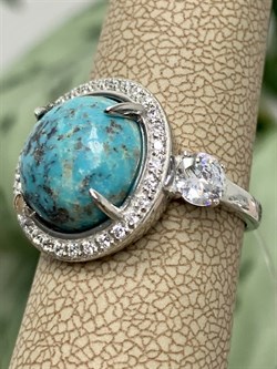 *Кольцо р.17,5 Бирюза Аризона арт. К1378Ю/Ag-619/7-801 вес 4,17 г - фото 234442 *Кольцо р.17,5 Бирюза Аризона арт. К1378Ю/Ag-619/7-801 вес 4,17 г - фото 234442