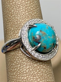 *Кольцо р.18,5 Бирюза Аризона арт. К1379Ю/Ag-619/7-290 вес 4,11 г - фото 234449
