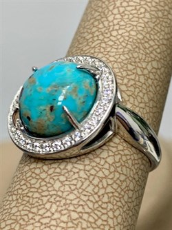 *Кольцо р.18,5 Бирюза Аризона арт. К1379Ю/Ag-619/7-290 вес 4,11 г - фото 234450