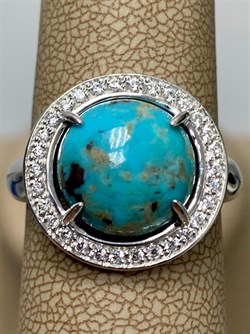 *Кольцо р.18,5 Бирюза Аризона арт. К1379Ю/Ag-619/7-290 вес 4,11 г - фото 234451