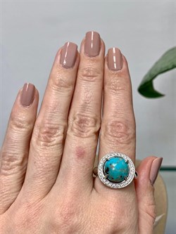 *Кольцо р.18,5 Бирюза Аризона арт. К1379Ю/Ag-619/7-290 вес 4,11 г - фото 234452