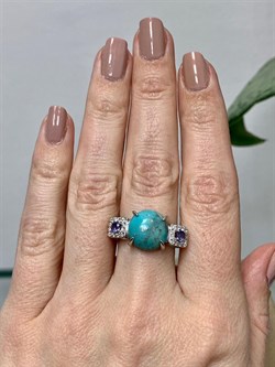 *Кольцо р.17,5 Бирюза Аризона арт. К1583Ю/Ag-618/7-272 вес 4,76 г - фото 234468