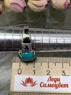 *Кольцо р.17,5 Бирюза Аризона арт. К1583Ю/Ag-618/7-272 вес 4,76 г - фото 234471