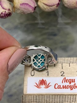 *Кольцо р.17,5 Бирюза Аризона арт. К1583Ю/Ag-618/7-272 вес 4,76 г - фото 234472