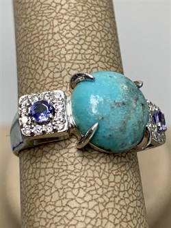 *Кольцо р.17,5 Бирюза Аризона арт. К1583Ю/Ag-618/7-272 вес 4,76 г - фото 234476