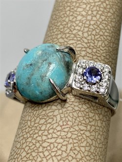 *Кольцо р.17,5 Бирюза Аризона арт. К1583Ю/Ag-618/7-272 вес 4,76 г - фото 234477