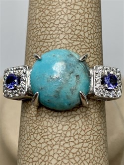 *Кольцо р.17,5 Бирюза Аризона арт. К1583Ю/Ag-618/7-272 вес 4,76 г - фото 234478