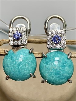 *Серьги Бирюза Аризона арт. С1583Ю/Ag-618/7-391 вес 7,23 г - фото 234497