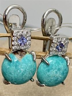 *Серьги Бирюза Аризона арт. С1583Ю/Ag-618/7-391 вес 7,23 г - фото 234498