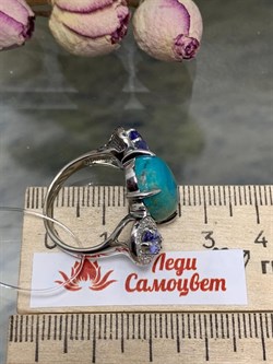 *Кольцо р.18 Бирюза Аризона Танзанит арт. К1579Ю/Ag-618/7-845 вес 6,29 г - фото 234543