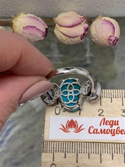 *Кольцо р.18,5 Бирюза Аризона Танзанит арт. К1579Ю/Ag-618/7-818 вес 6,15 г - фото 234552