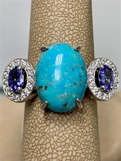 *Кольцо р.18 Бирюза Аризона Танзанит арт. К1579Ю/Ag-618/7-795 вес 6,14 г - фото 234561 *Кольцо р.18 Бирюза Аризона Танзанит арт. К1579Ю/Ag-618/7-795 вес 6,14 г - фото 234561