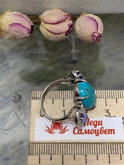 *Кольцо р.18 Бирюза Аризона Танзанит арт. К1579Ю/Ag-618/7-795 вес 6,14 г - фото 234565 *Кольцо р.18 Бирюза Аризона Танзанит арт. К1579Ю/Ag-618/7-795 вес 6,14 г - фото 234565