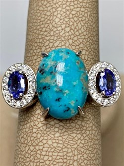 *Кольцо р.20 Бирюза Аризона Танзанит арт. К1579Ю/Ag-618/7-789 вес 6,38 г - фото 234583 *Кольцо р.20 Бирюза Аризона Танзанит арт. К1579Ю/Ag-618/7-789 вес 6,38 г - фото 234583