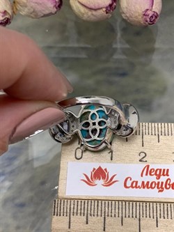 *Кольцо р.17,5 Бирюза Аризона Танзанит арт. К1579Ю/Ag-618/7-767 вес 6,01 г - фото 234594