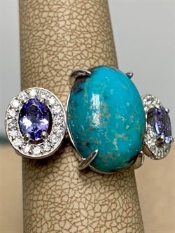 *Кольцо р.17 Бирюза Аризона Танзанит арт. К1579Ю/Ag-618/7-671 вес 6,14 г - фото 234602 *Кольцо р.17 Бирюза Аризона Танзанит арт. К1579Ю/Ag-618/7-671 вес 6,14 г - фото 234602