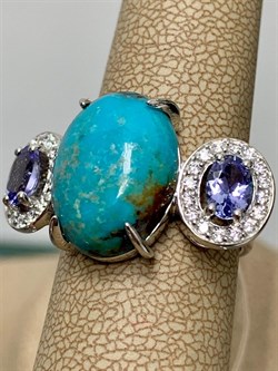 *Кольцо р.17 Бирюза Аризона Танзанит арт. К1579Ю/Ag-618/7-671 вес 6,14 г - фото 234603 *Кольцо р.17 Бирюза Аризона Танзанит арт. К1579Ю/Ag-618/7-671 вес 6,14 г - фото 234603