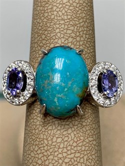 *Кольцо р.17 Бирюза Аризона Танзанит арт. К1579Ю/Ag-618/7-671 вес 6,14 г - фото 234604 *Кольцо р.17 Бирюза Аризона Танзанит арт. К1579Ю/Ag-618/7-671 вес 6,14 г - фото 234604