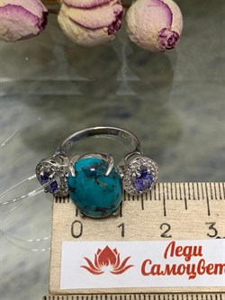 *Кольцо р.17 Бирюза Аризона Танзанит арт. К1579Ю/Ag-618/7-578 вес 6,15 г - фото 234618 *Кольцо р.17 Бирюза Аризона Танзанит арт. К1579Ю/Ag-618/7-578 вес 6,15 г - фото 234618