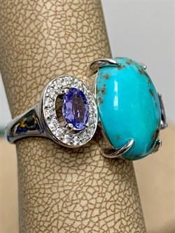 *Кольцо р.18 Бирюза Аризона Танзанит арт. К1579Ю/Ag-618/7-411 вес 6,09 г - фото 234624 *Кольцо р.18 Бирюза Аризона Танзанит арт. К1579Ю/Ag-618/7-411 вес 6,09 г - фото 234624