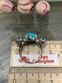 *Кольцо р.18 Бирюза Аризона Танзанит арт. К1579Ю/Ag-618/7-411 вес 6,09 г - фото 234630 *Кольцо р.18 Бирюза Аризона Танзанит арт. К1579Ю/Ag-618/7-411 вес 6,09 г - фото 234630