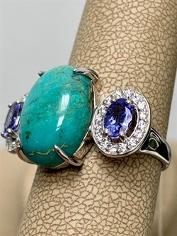 *Кольцо р.19 Бирюза Аризона Танзанит арт. К1579Ю/Ag-618/7-175 вес 6,3 г - фото 234665 *Кольцо р.19 Бирюза Аризона Танзанит арт. К1579Ю/Ag-618/7-175 вес 6,3 г - фото 234665