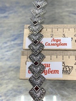 *Браслет р.24 Марказит Гранат Пироп арт. BR697-163 вес 39,61 г - фото 235913