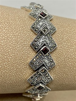 *Браслет р.24 Марказит Гранат Пироп арт. BR697-163 вес 39,61 г - фото 235915