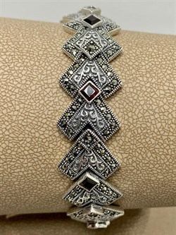 *Браслет р.24 Марказит Гранат Пироп арт. BR697-163 вес 39,61 г - фото 235916