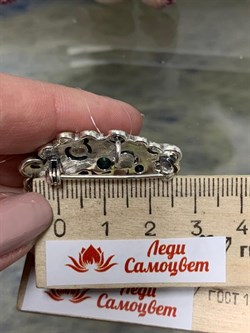 *Брошь-Кулон Дерево Жизни Марказит Бирюза Лазурит Оникс Перламутр Сердолик Зеленый Агат арт. HB622-040 (вес 8,99 г) - фото 235922