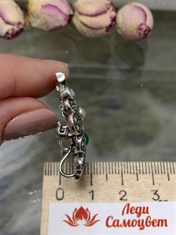 *Брошь-Кулон Дерево Жизни Марказит Бирюза Лазурит Оникс Перламутр Сердолик Зеленый Агат арт. HB622-040 (вес 8,99 г) - фото 235923