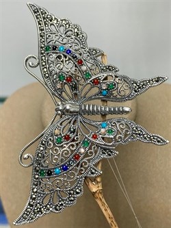 *Брошь-Кулон Бабочка Микс Марказит Бирюза Лазурит Оникс Перламутр Сердолик Зеленый Агат арт. HB0468-118 вес 18,54 г - фото 235947 *Брошь-Кулон Бабочка Микс Марказит Бирюза Лазурит Оникс Перламутр Сердолик Зеленый Агат арт. HB0468-118 вес 18,54 г - фото 235947