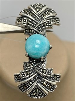 *Брошь Марказит Амазонит арт. HB783-662 вес 6,82 г - фото 236107 *Брошь Марказит Амазонит арт. HB783-662 вес 6,82 г - фото 236107