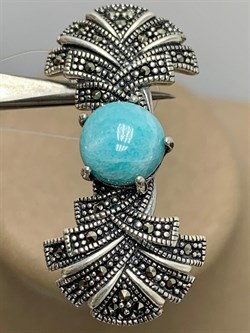 *Брошь Марказит Амазонит арт. HB783-662 вес 6,82 г - фото 236109 *Брошь Марказит Амазонит арт. HB783-662 вес 6,82 г - фото 236109